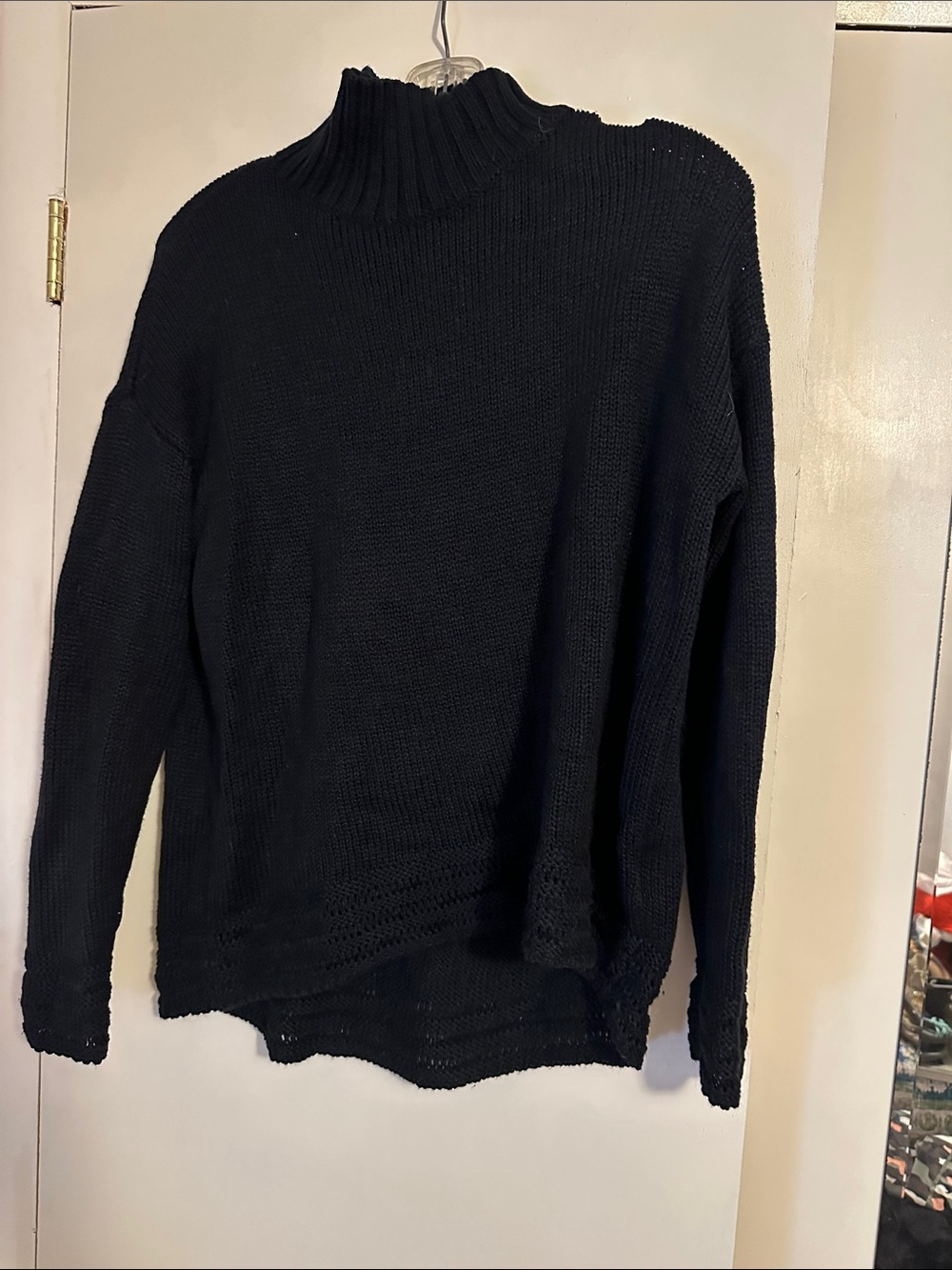 aerie Black Ribbed Turtleneck Sweater